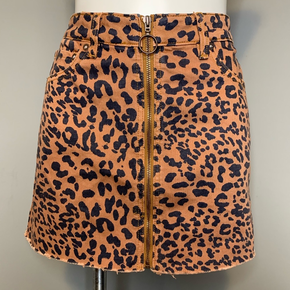 We The Free denim cheetah skirt